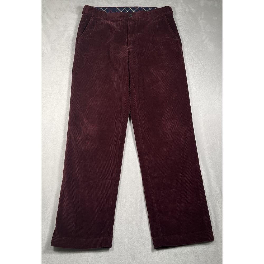 Brooks Brothers Corduroy 346 Pants Men 34x32 Burgundy Cotton Dress Casual-EUC - Picture 2 of 11